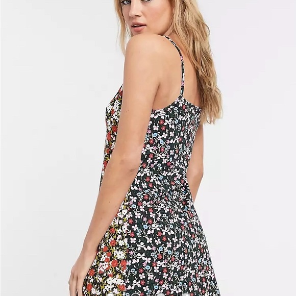 Nike Dresses & Skirts - Nike Dual Ditsy Floral Bodycon Cami Dress Swoosh Logo Straps Dark Floral Size S